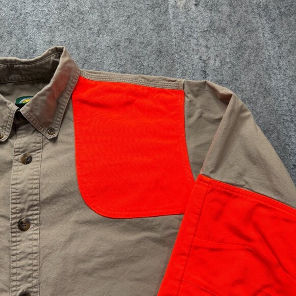 Cabela's Shooting Shirt Men M Beige Hunting Orange Reflective Long Sleeve - Picture 3 of 13